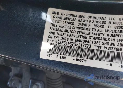 2016 Honda Civic Ex-T z USA, uszkodzony, nr VIN 19XFC1F32GE217723